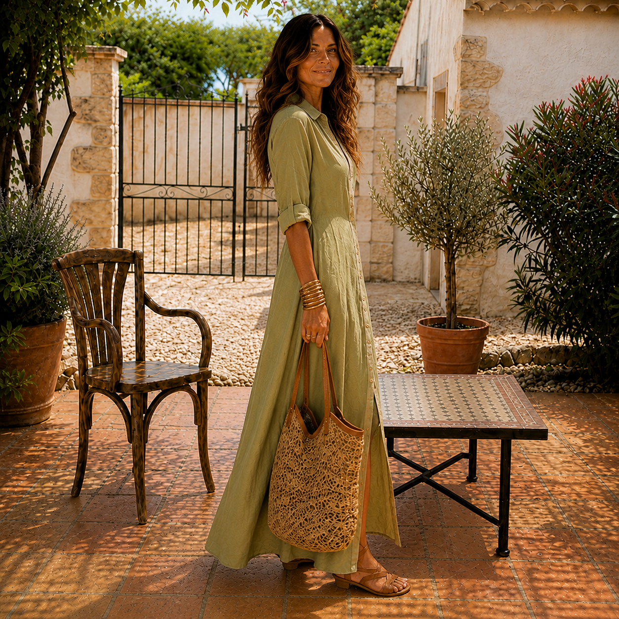 Green Linen  Dress