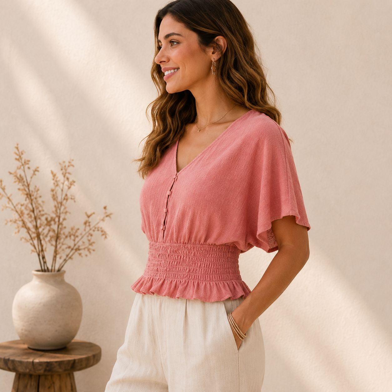 Blush Textured Top