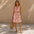 Pink Floral Belted Dress