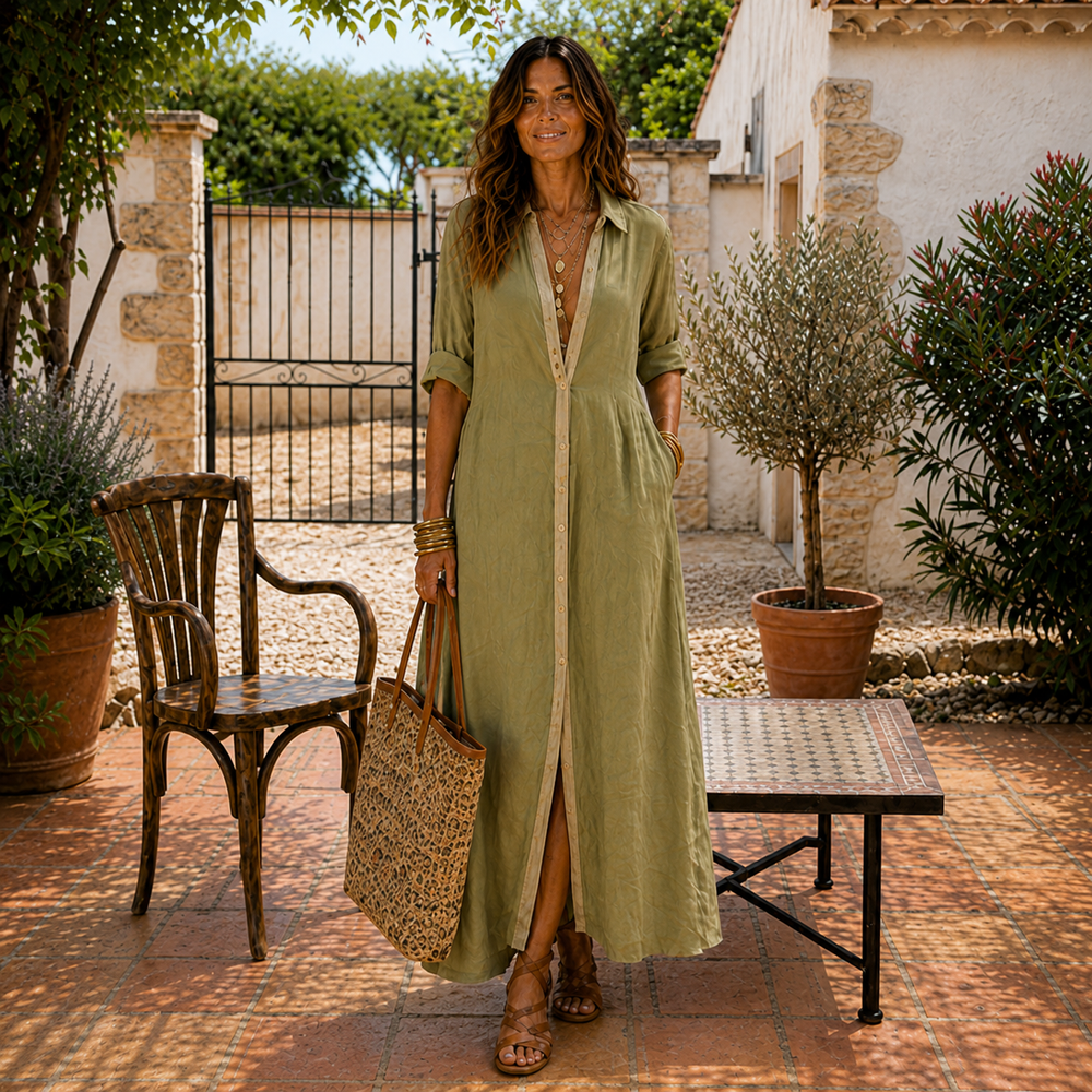 Green Linen  Dress