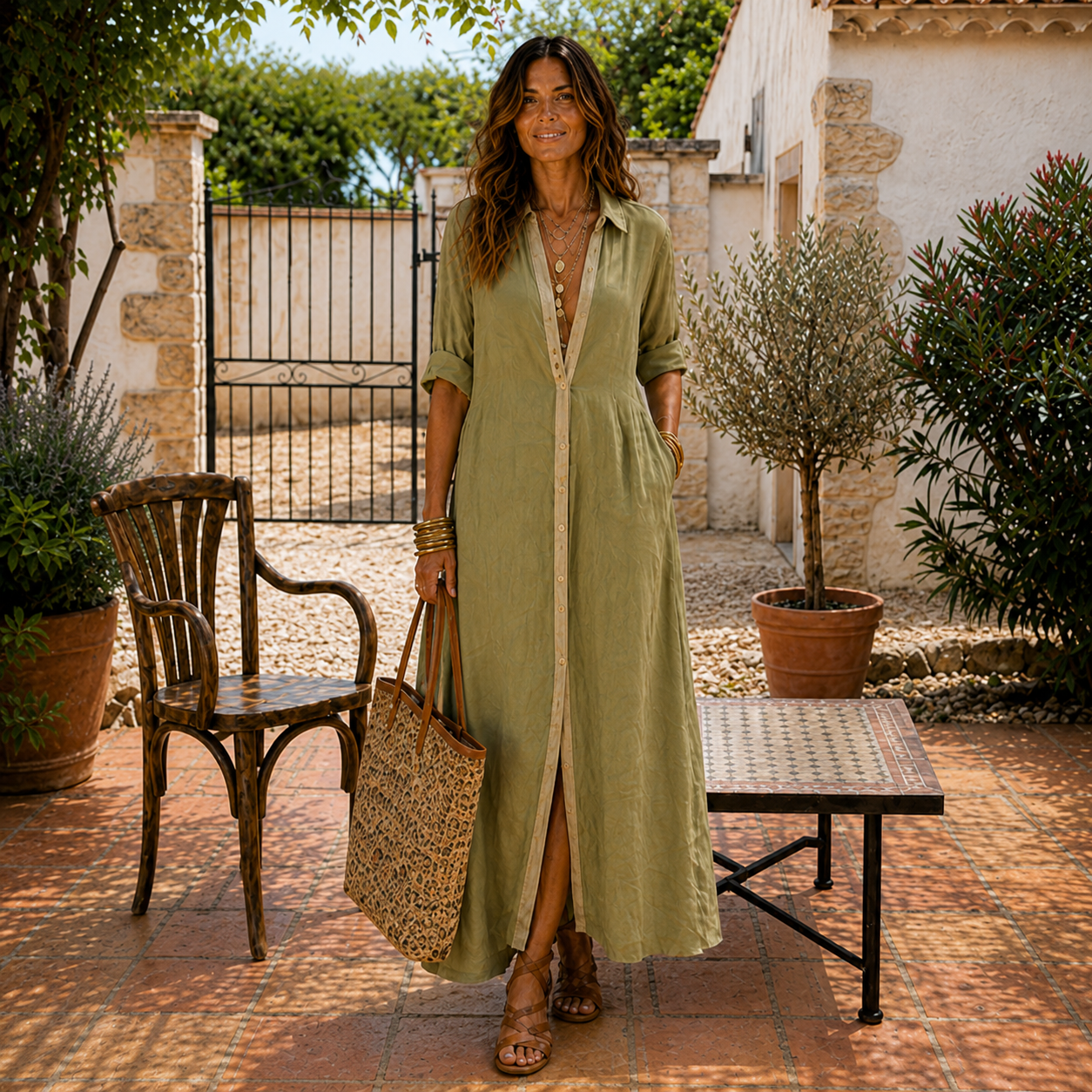 Green Linen  Dress